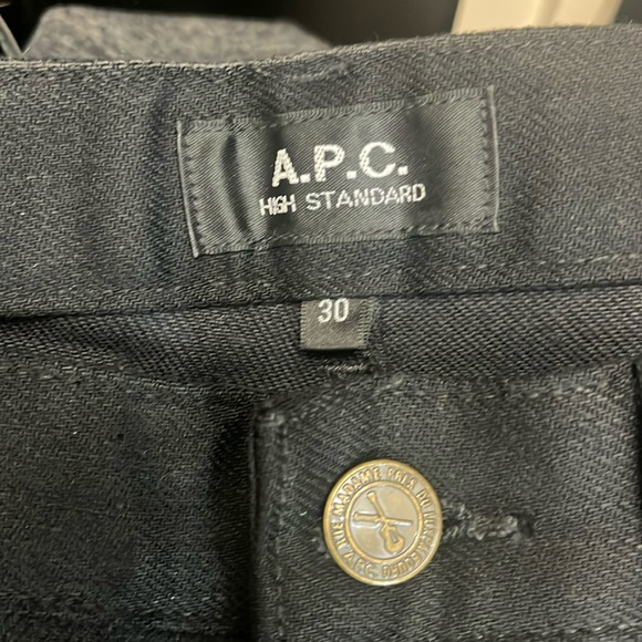 EUC - A.P.C. 5 pocket rigid denim dungarees. Black, size 30. - Picture 2 of 7